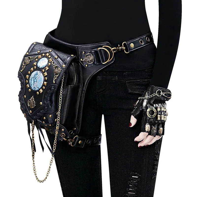 

Medieval Retro Waist Bag Fanny Packs Steampunk Thigh Belt Bag Moto Drop Leg Bag Gothic Shoulder Milti-Wear Crossbody Bags