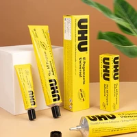 UHU-pegamento adhesivo transparente multiusos, pegamento transparente Extra fuerte, modelo hecho a mano, pegamento para tela, cuero, pegamento DIY