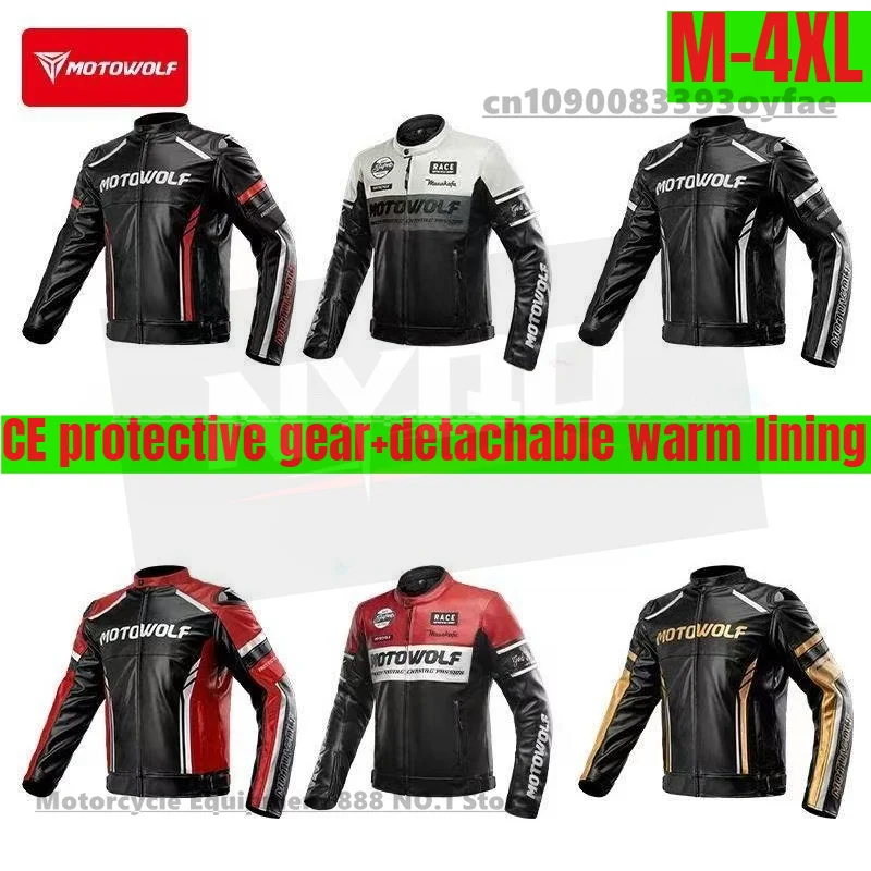 

MOTOWOLF Motorcycle Riding Leather Jacket Winter Warm Windproof Anti Fall Motorcycle Racing Clothing CE Protective Knight Jacket