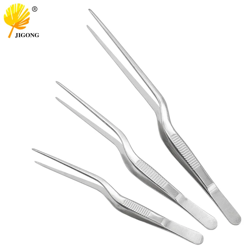 1PC Tweezers Atraumatic Forceps Angled Clamp Stainless Steel Tweezers Tool 14cm/16cm/20cm