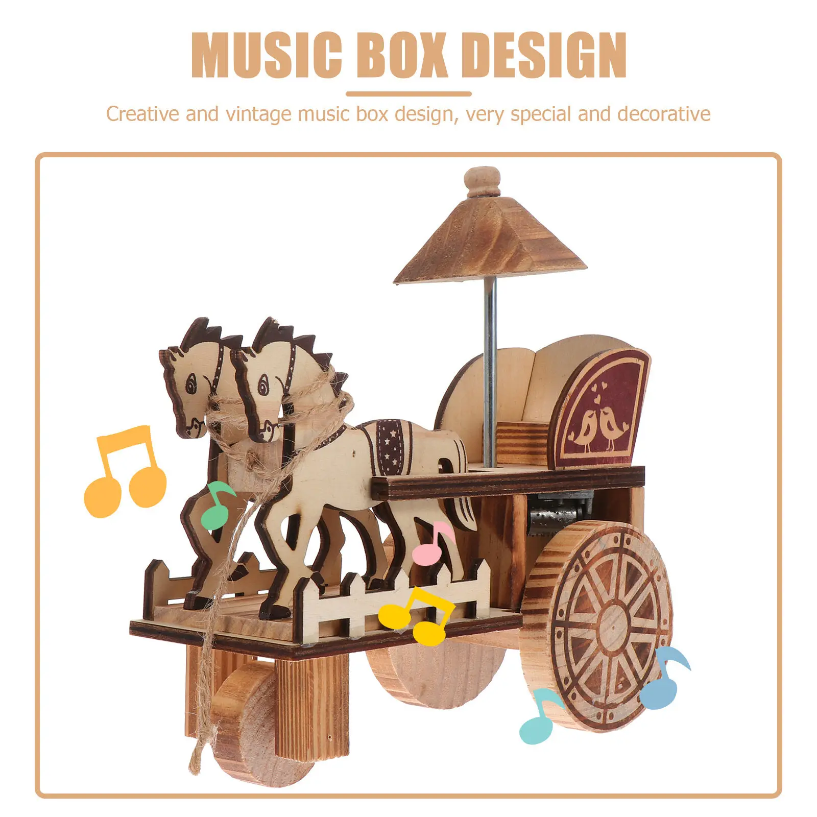 

1Pcs Wooden Music Carriage Vintage Design Classic Handmade Melody Box Holiday Gift for Kids Children Music Carriage