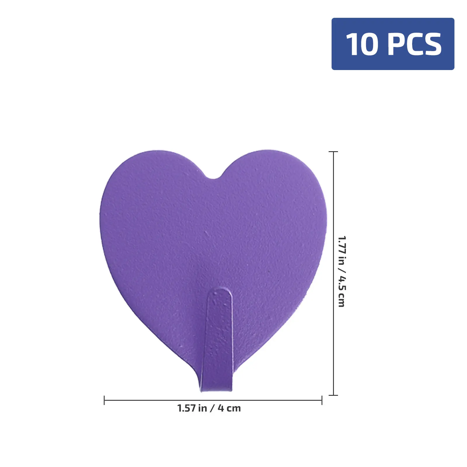 10Pcs Colorful Heart Hook Self-Adhesive Punch Free Iron Hooks Sticky Wall Hooks Keybag Coat Holder for Household