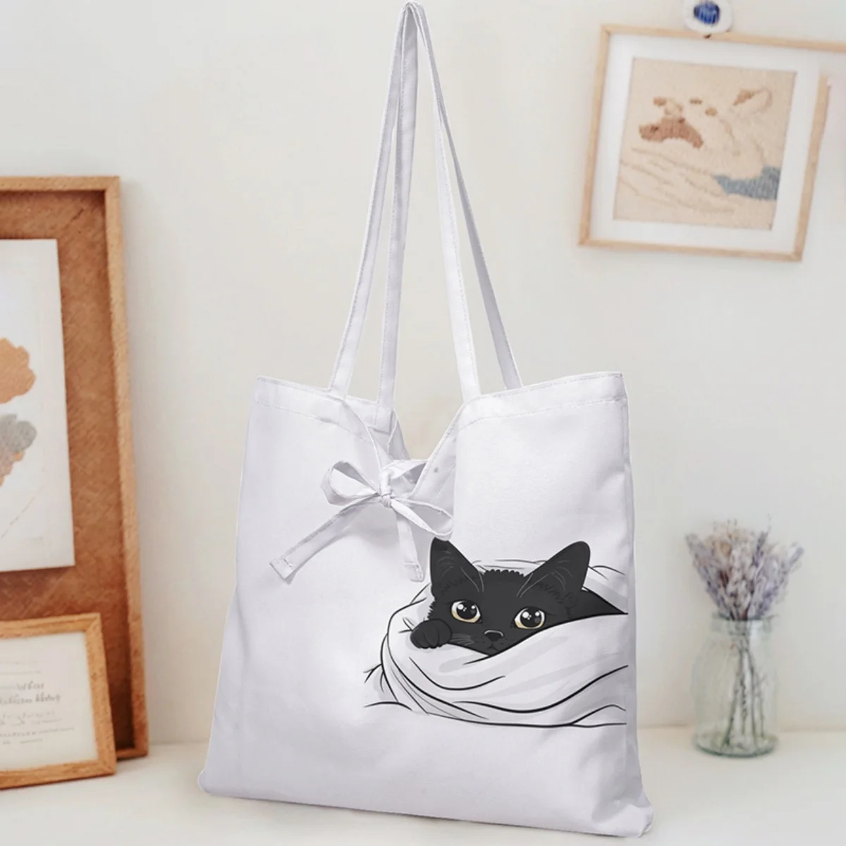 

Симпатичная сумка-тоут для женщин, портативная, универсальная, с рисунком букв и мультяшных персонажей, экологически чистая сумка, модная женская сумка для покупок