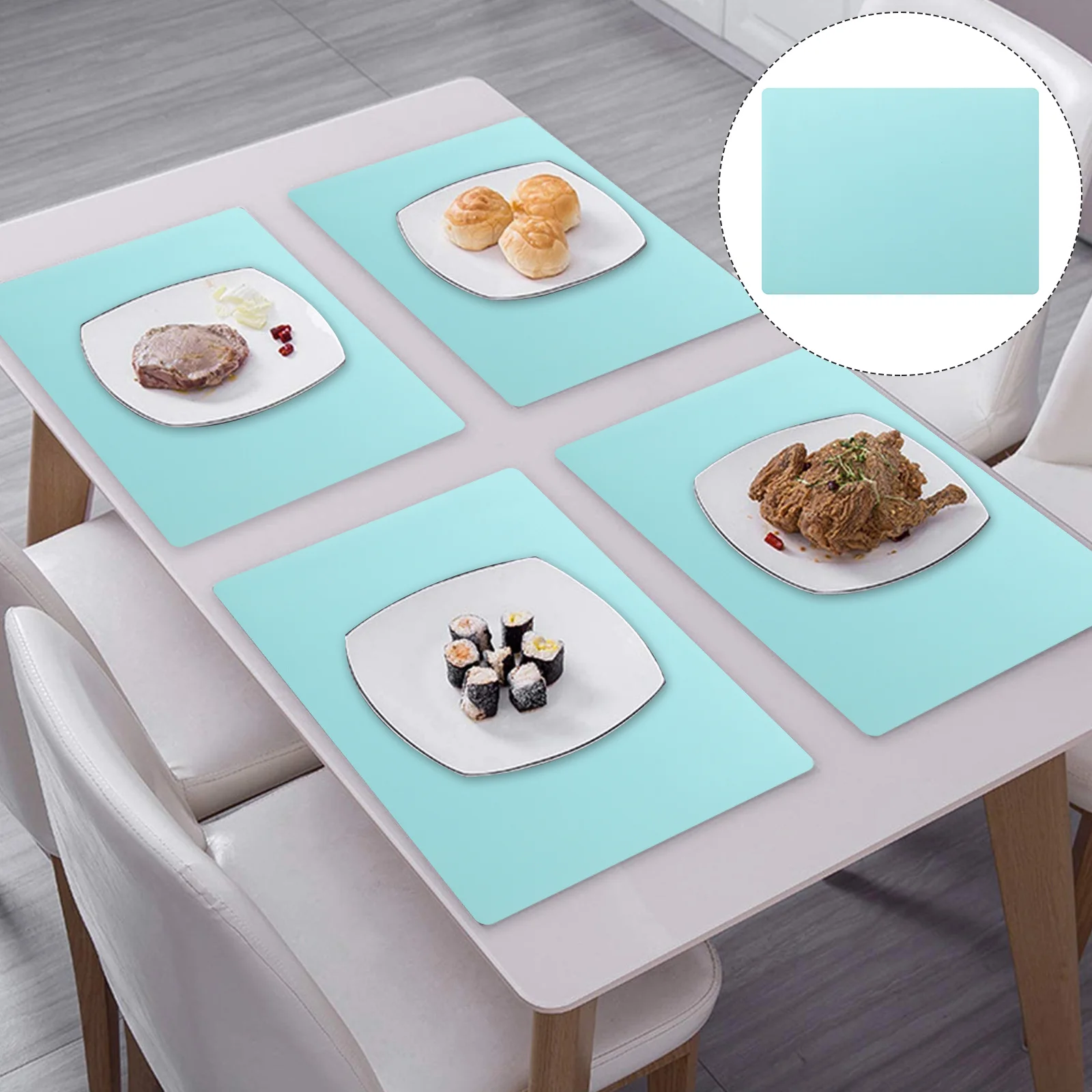Heat Insulation Silicone Placemat Anti-Skid Washable Reusable Easy Clean Foldable Table Mat for Home Kitchen Dining Use