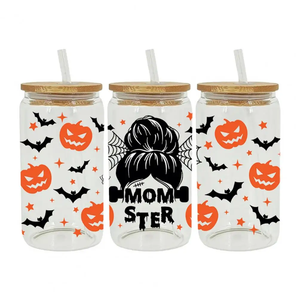 Halloween Waterproof Glass Stickers,Halloween Style,3D Clear Graphic Printing,Thermal Cup Wrap Transfer Stickers