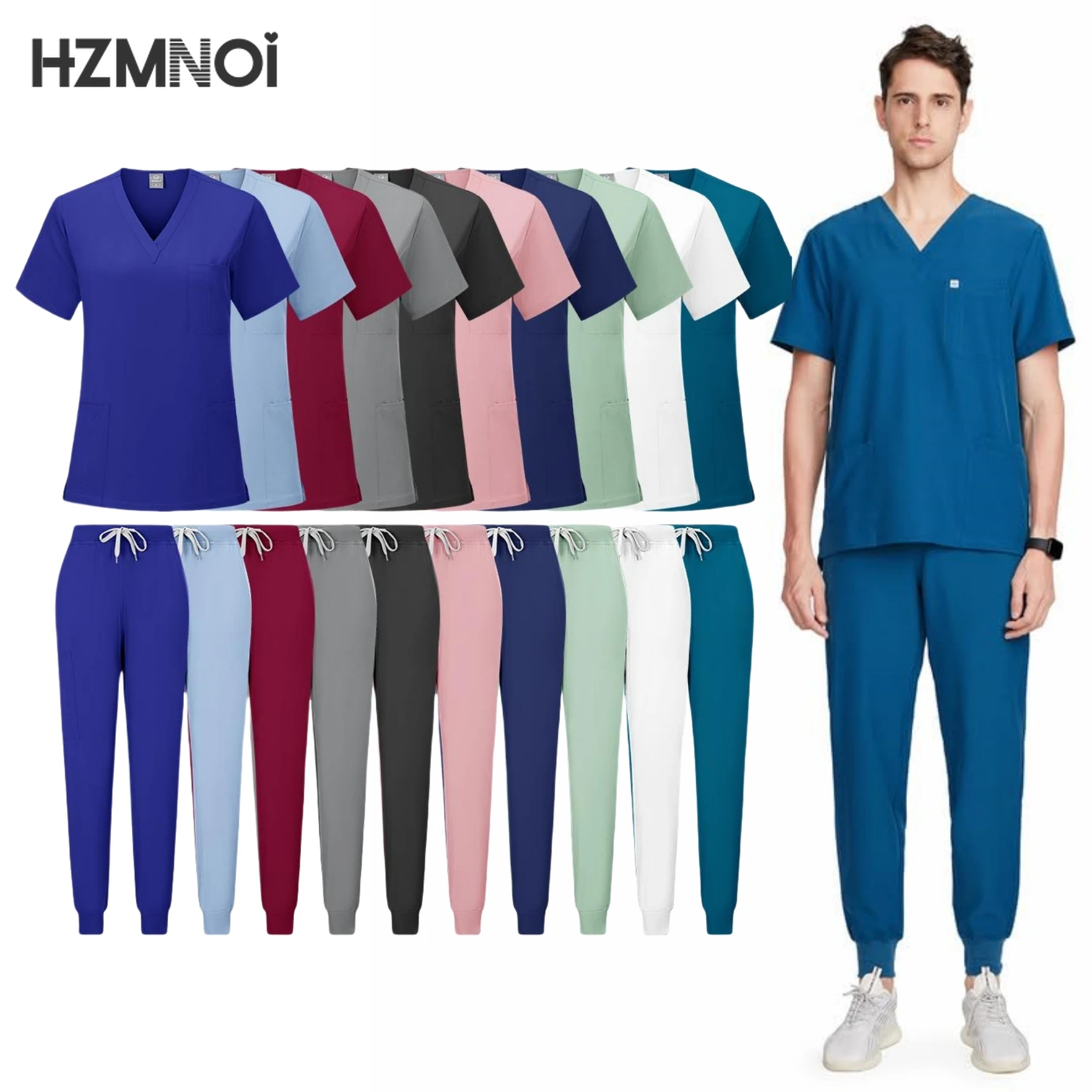 High Quality Scrub Set Medical T-shirt Pants Suits Pharmacy Beauty Salon Workwear Women Men Fashion Nursing Uniform for Hospital