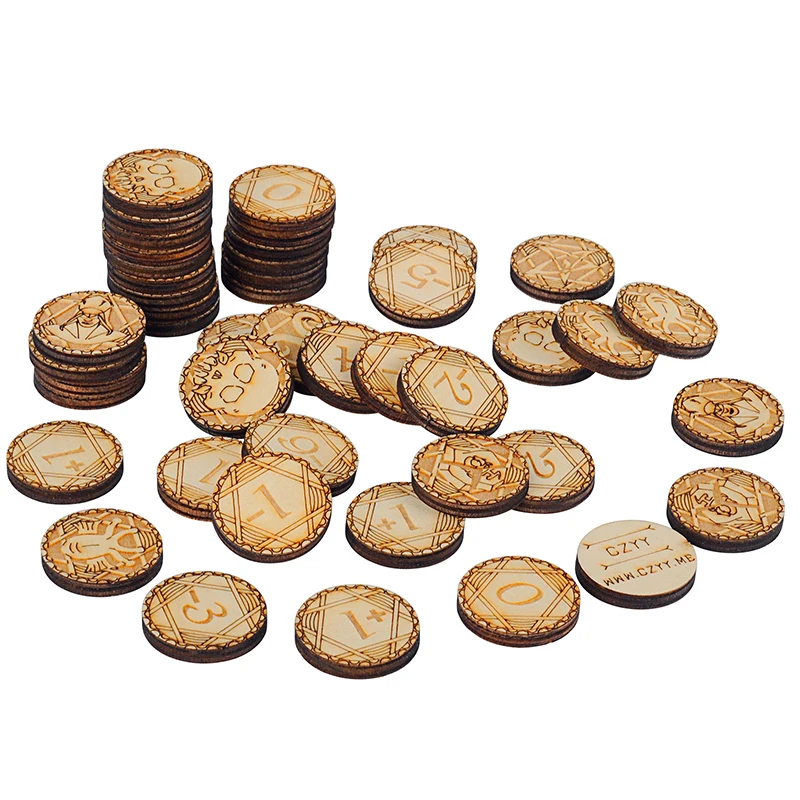 Chaos Tokens Compatible with Arkham Horror The Card Game Wood Laser Cut Full Core Pack of 44