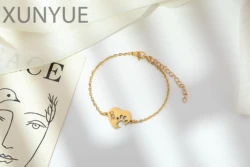 XUNYUE New Paw Print Heart Name Bracelet Personalized Elegant Dog Paw Bracelet Pet Bracelet Christmas Gift