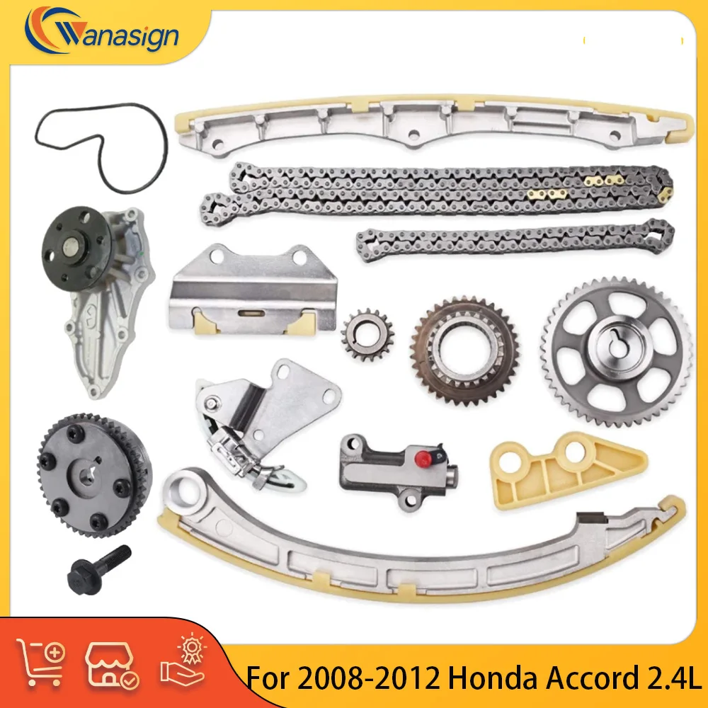 Engine Parts Timing Chain Water Pump Kit Fit 2.4L L4 Gas For  08-14 Acura TSX Honda Accord CRV 2.4L K24Y2 K24Z2  BACB32-KIT002