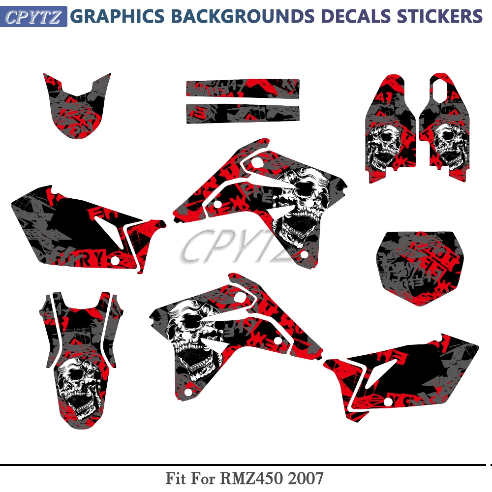 グラフィックデカールステッカーキットオートバイ背景フィット-rmz450-rmz-450-rm-z-450-2007