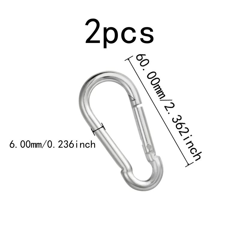 2 pcs M6 Spring Snap Hooks Spring Loaded Gate, designed for Hiking Key Holding, Sturdy Metal Alloy, Multipurpose