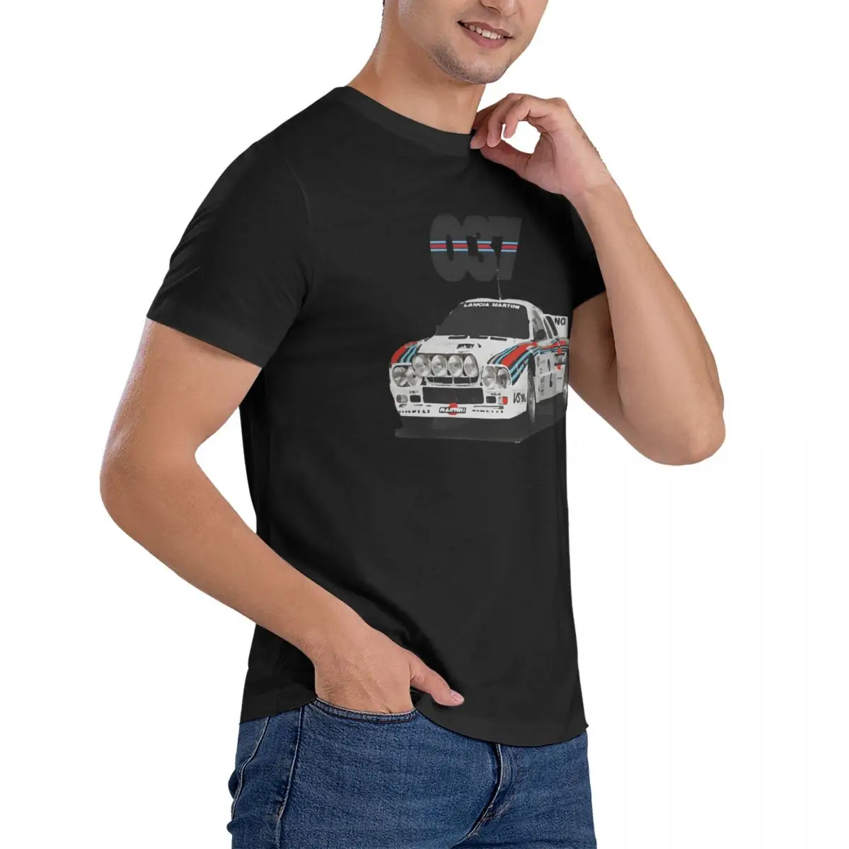 Men T-Shirts Lancia Rally 037 Race Car Vintage Cotton Tees Short Sleeve WRC T Shirts Round Neck Clothes Party