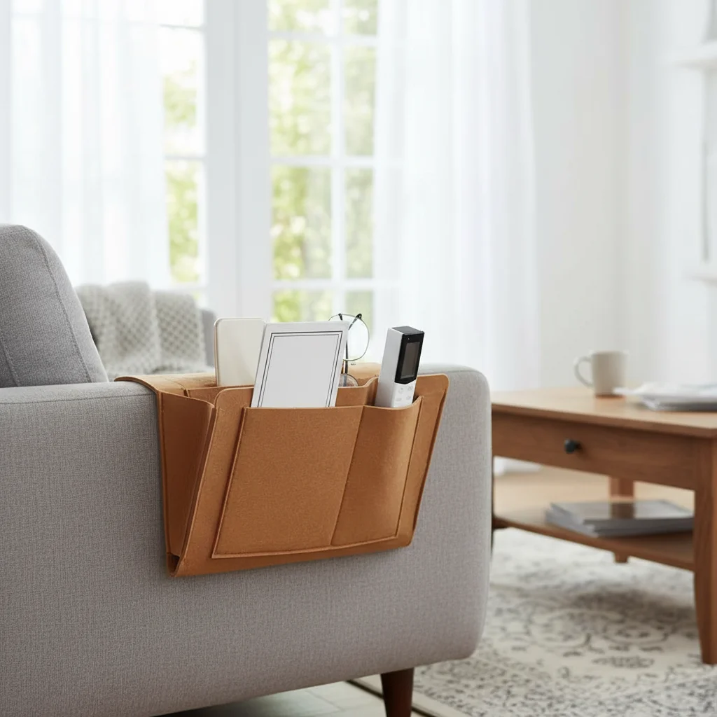 

Felt Bedside Storage Bag Pouch Bed Desk Bag Sofa TV Remote Control Hanging Caddy Couch Storage Organizer Bed Holder Pockets