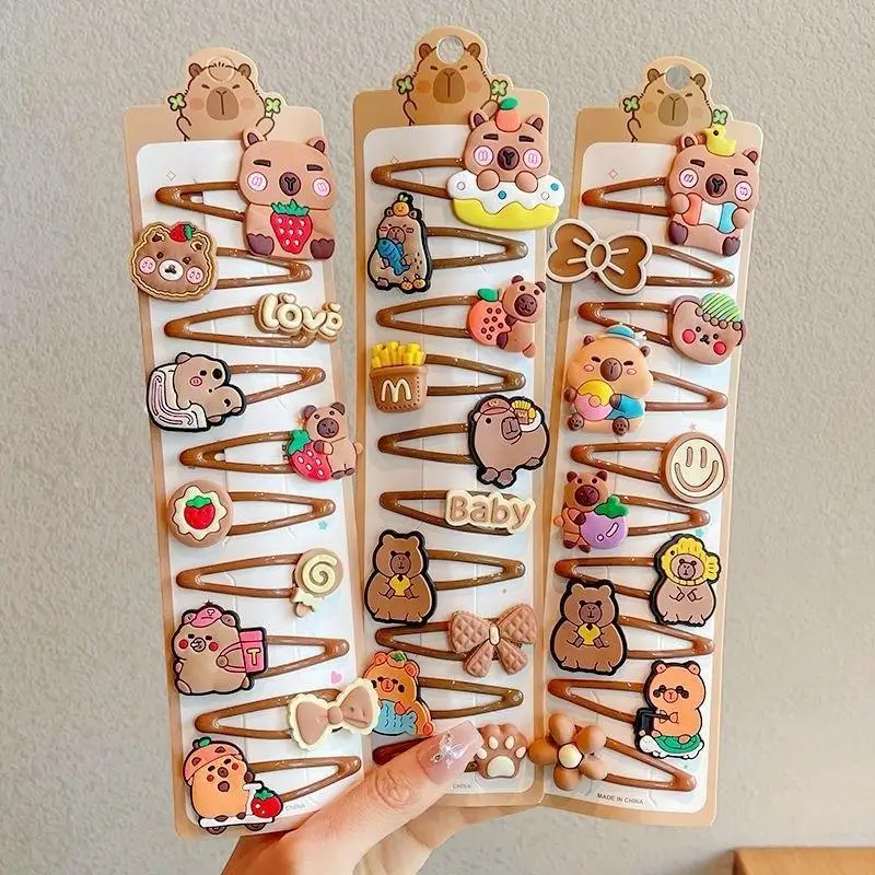 مجموعة مكونة من 10 شرائح شعر صغيرة شفافة على شكل كابيبارا للفتيات والنساء، زينة شعر للأطفال، مشبك غرة جانبي #1