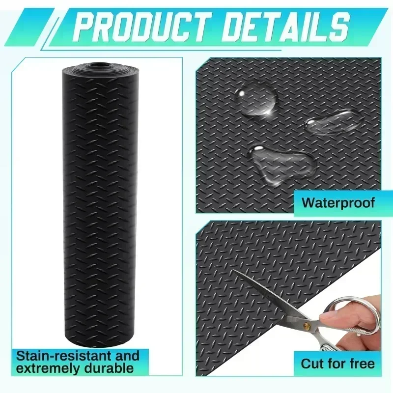 1Roll of Heavy Duty Rubber Pyramid Patterned Garage Floor Mat,PVC Waterproof anti Fouling Parking Space RV Trailer Floor