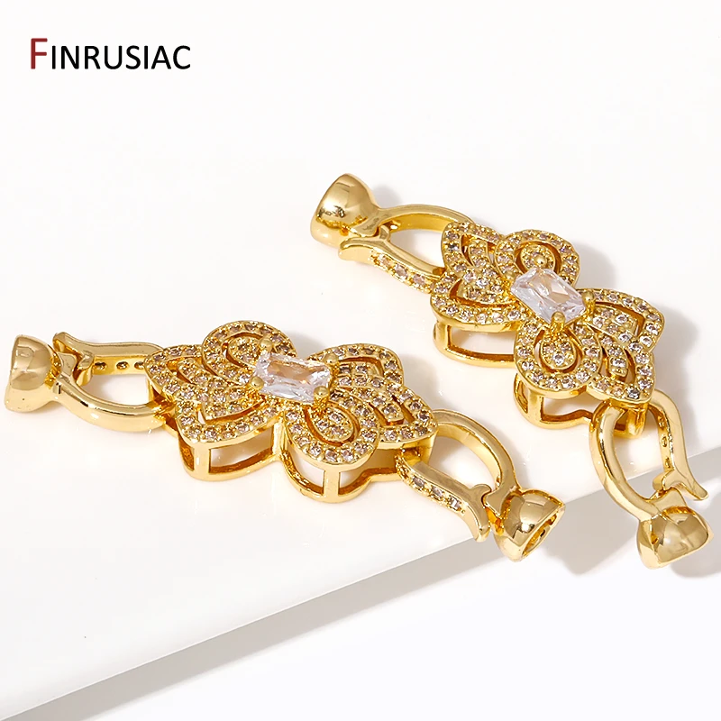 Trendy 18K Gold Plated Brass Fastener Closure Lock Clasps Accessories For DIY Women Beads Pearls Jewelry Making Material