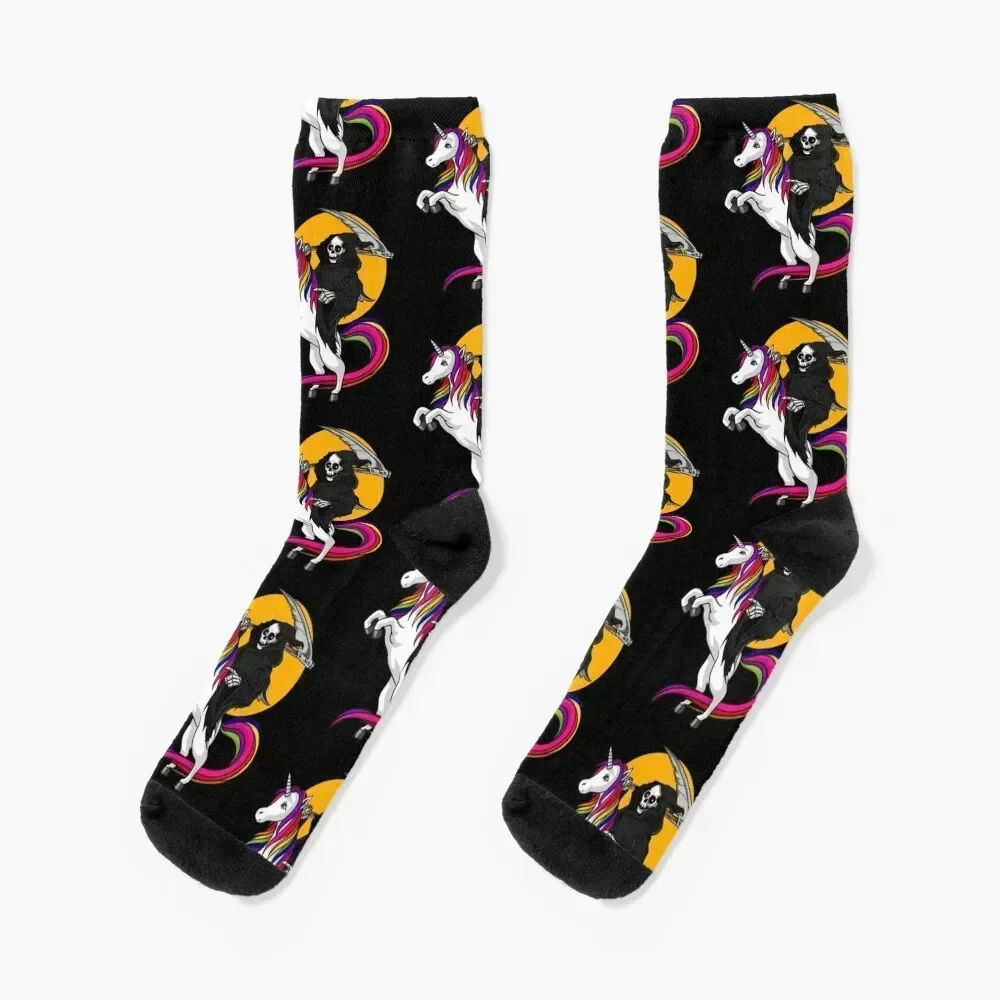 

Grim Reaper Riding Unicorn Socks japanese fashion anti slip football man Designer Man Socks Women's