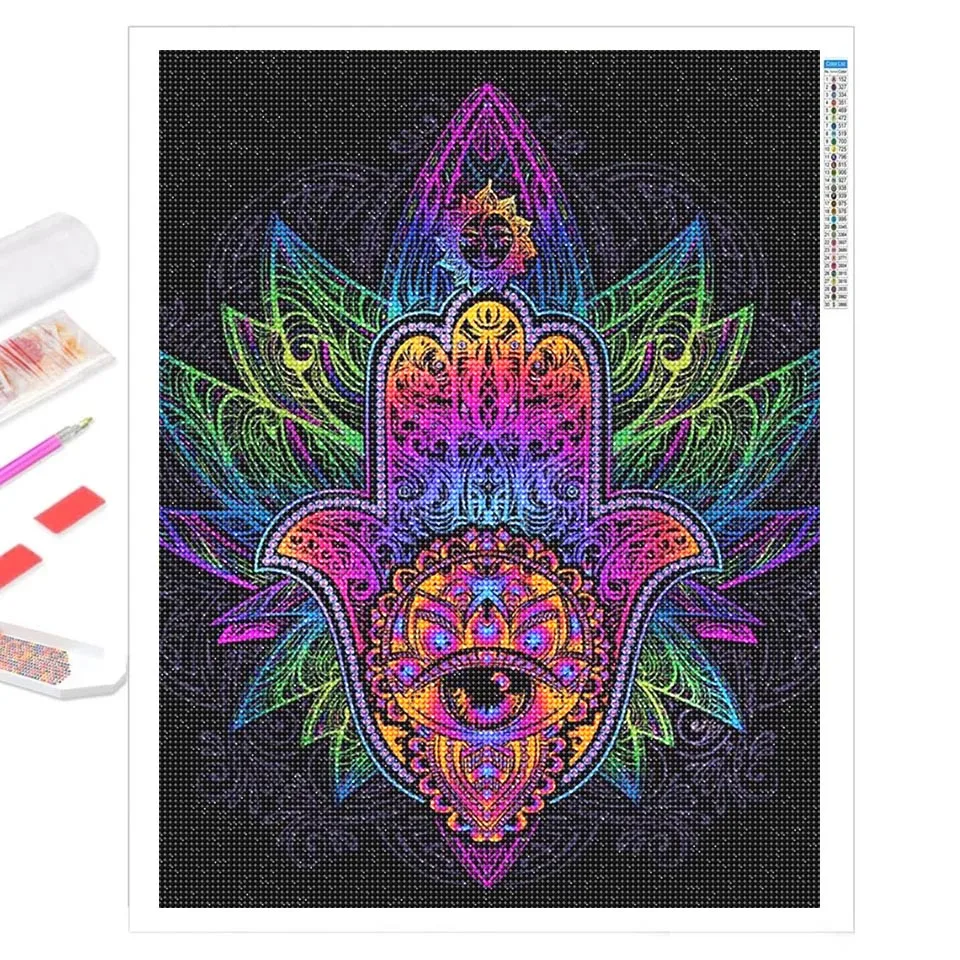 5D DIY diament malarstwo Mandala ręka fatimy pełna wiertła 3D haft Cross Stitch mozaika ręka Milia prezenty do dekoracji domu