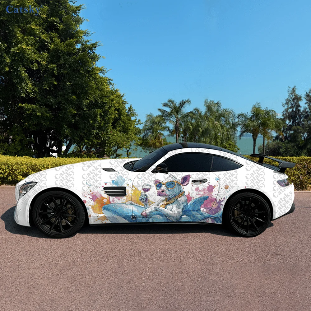 

2pcs Swimming Pool Funny Cow Decal, Suitable for Cars and Trucks, Durable, Fade-resistant, Easy To Install and Remove