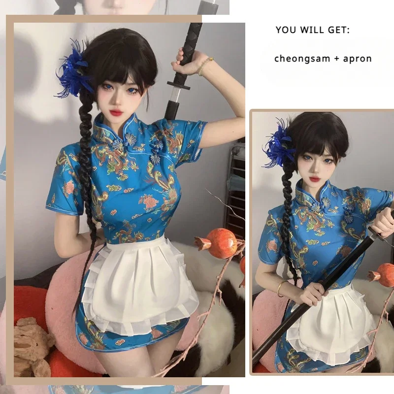 Popular New Cosplay Costumes Chinese Girls Cheongsam Sexy Women Uniforms Role Play Qipao Cute Dresses For Party