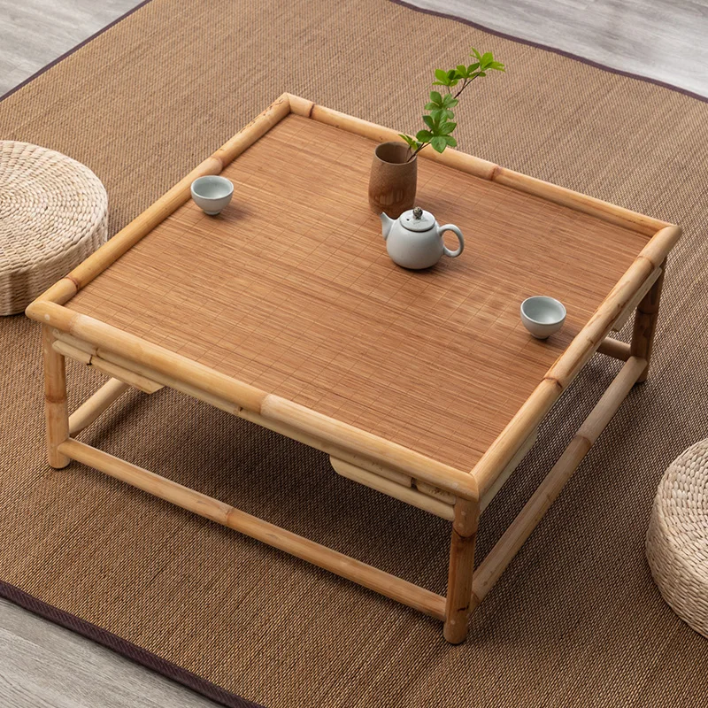 

small coffee table, balcony, bay window table, bamboo vine Zen low table, square kang table