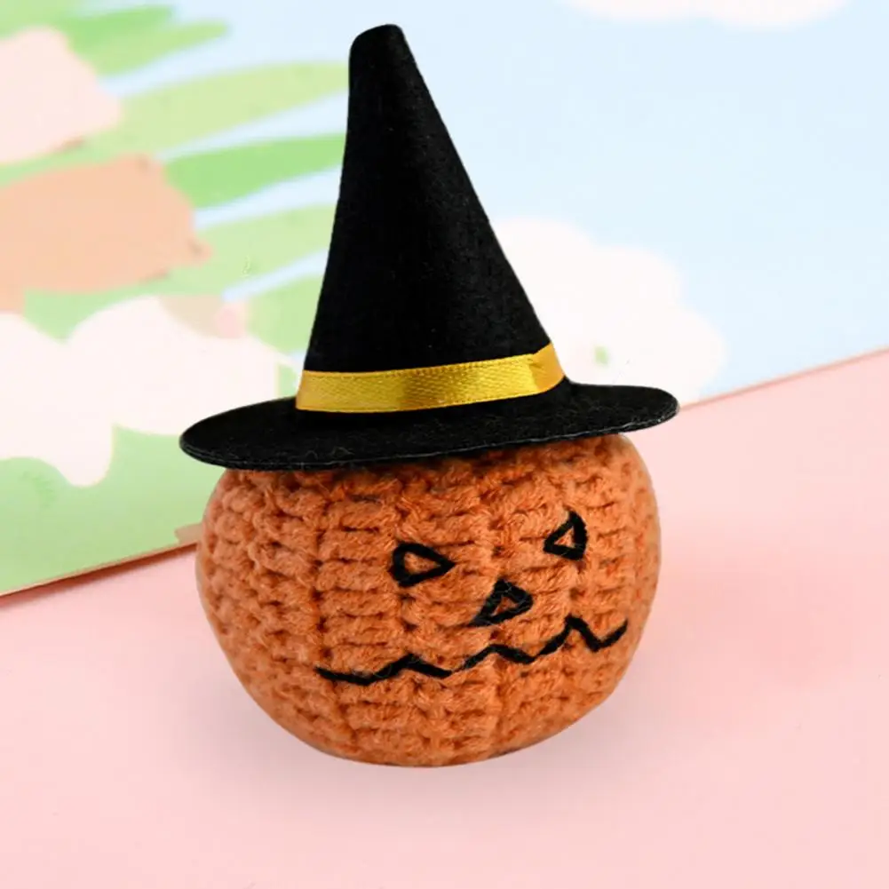 Halloween Ornament with Encouragement Card Handmade Knitted Pumpkin Dolls Toys for Halloween Home Decor for Tabletop for Stress