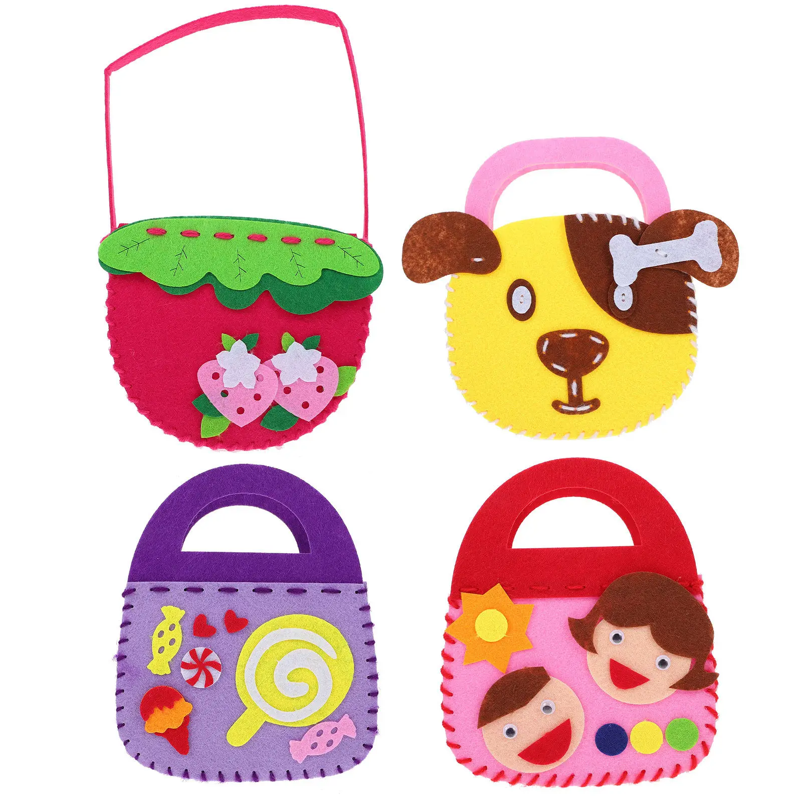 4Sets Adorable DIY Handbag Materials Premium Sturdy Sewing Change Storage Bag Mini Handbag for Cards Keys Cash All-Match