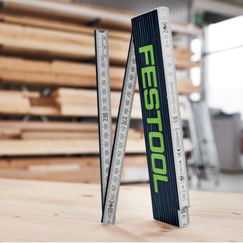 Festool 201464 MS-2M-FT1 2M Wooden Folding Rule Precision Foldable Ruler for Carpentry & Construction Measuring Jobs