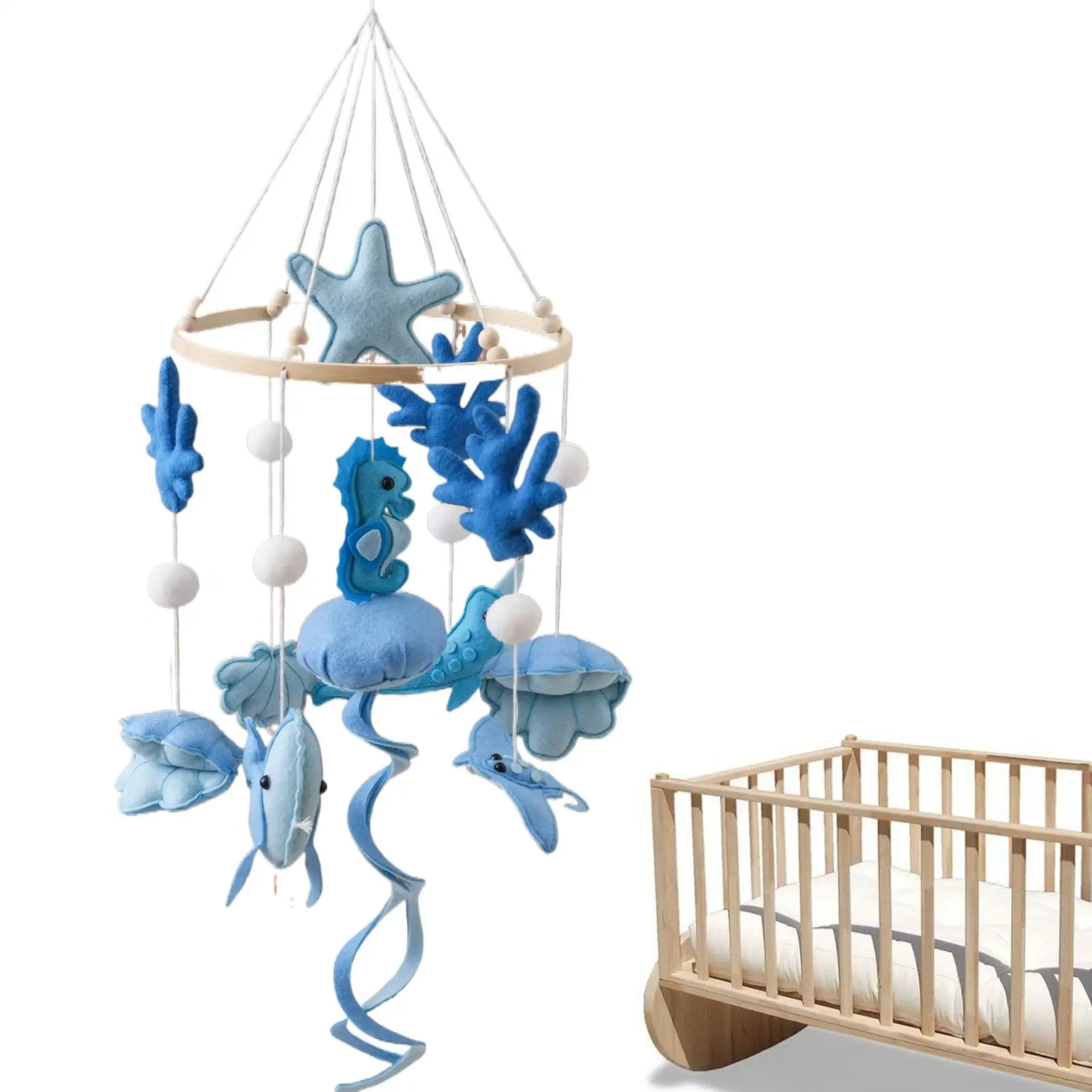 Baby-Mobile für Kinderbett, Kleinkind, beruhigende Bettglocke, Marine-Thema, beruhigende Bettglocke, zum Aufhängen, für Deckendekorateure, Jungen und Mädchen, Foto