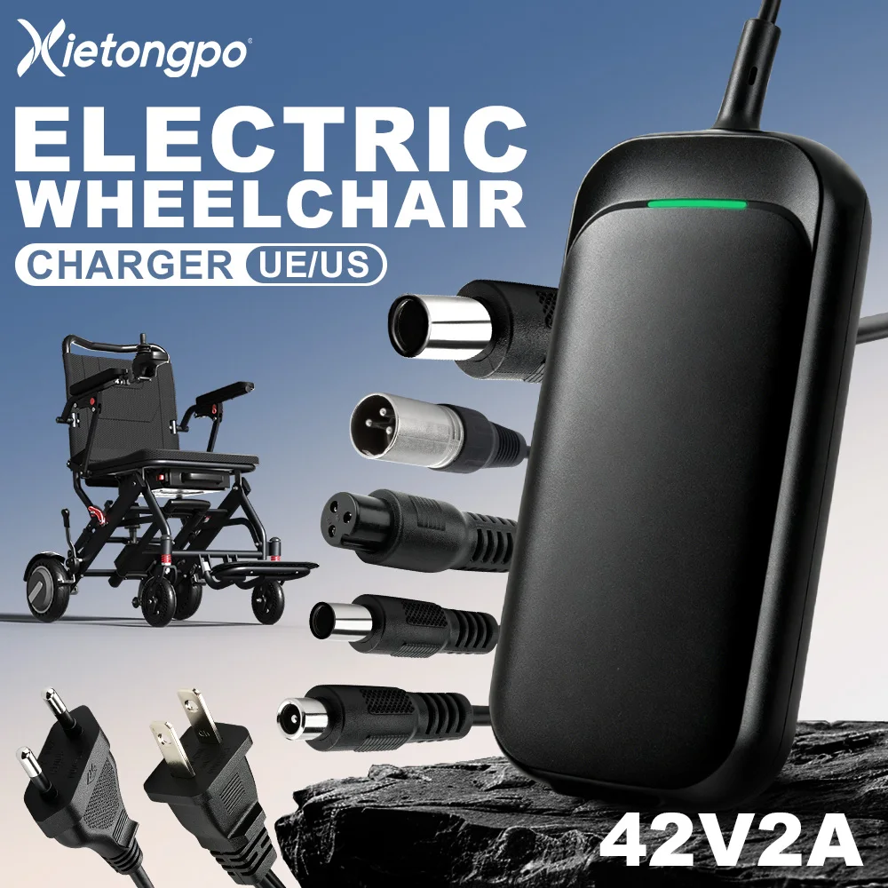 42V 2A Lithium Battery Charger For 10S 36V Electric Wheelchair Smart CC CV Fast Charge Auto Stop US Plug Motorized Mobility Scooter Power Chair Medical Device Safe Reliable Power Supply Adapter Heavy Duty Folding Wheelchair Accessories Parts