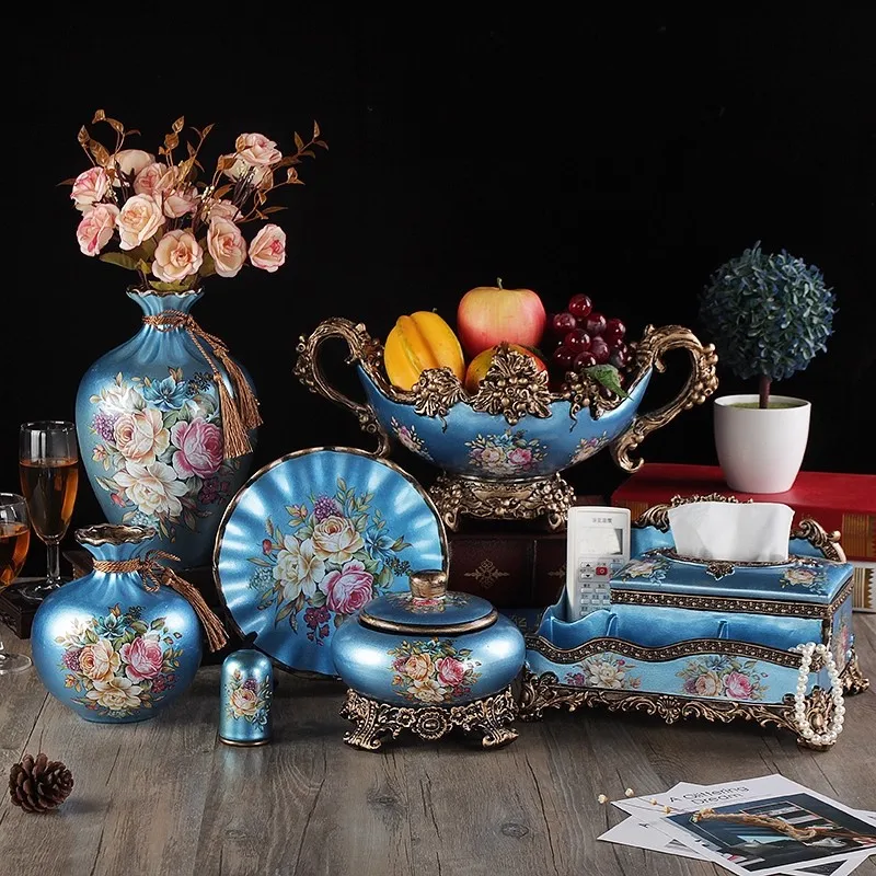 

3PCS/European style ceramic vase, tea table decoration, fruit tray set, living room entrance, TV cabinet, wine cabinet, home dec