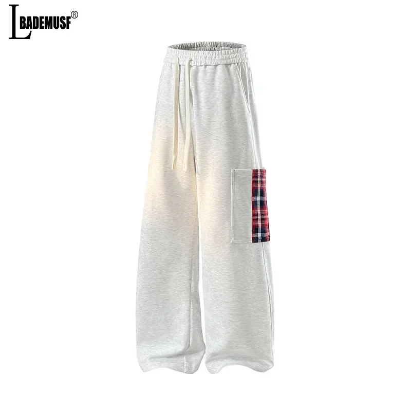 

Spring Autumn Solid Man Wide Leg Pants New Simplicity Loose Sports Pant Outdoors Multiple Pockets Fashion Street Casual Pant Man