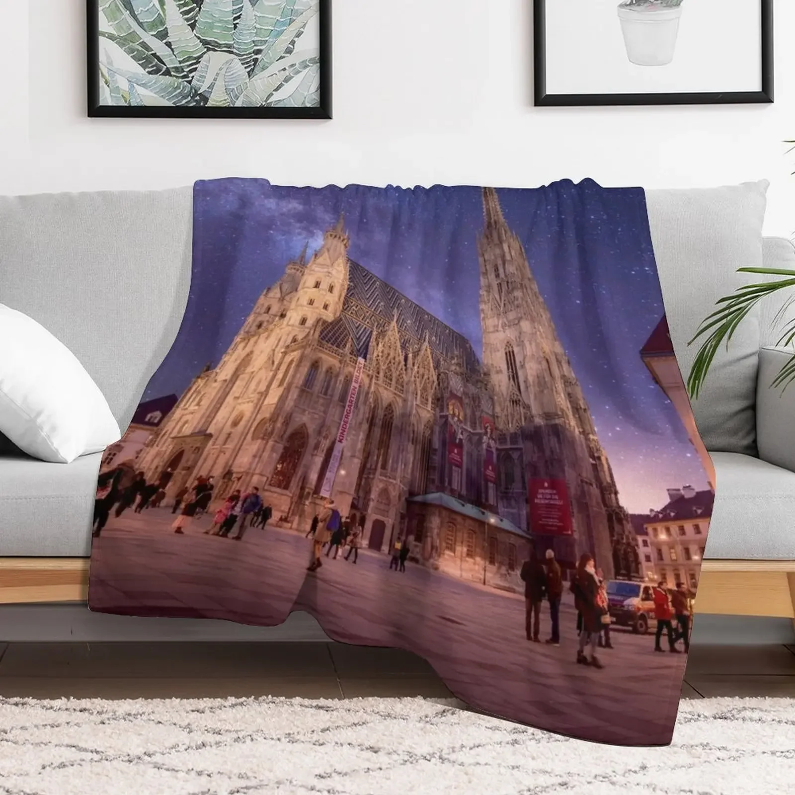 St. Stephen's Cathedral at night in Vienna, Austria Throw Blanket Plaid Baby Bed linens Shaggy Blankets