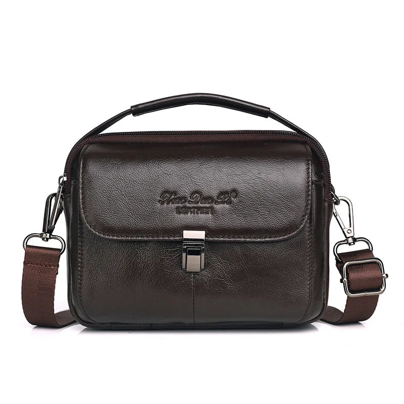 Men Messenger Cross Body Shoulder Bags Genuine Leather Multi-Purpose Business Male Small Handbag Belt Fanny Waist Pack Bag