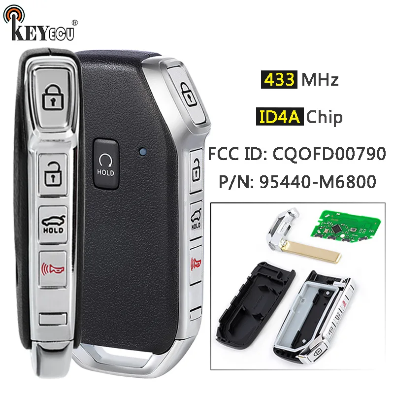 

Чип KEYECU 433 МГц ID4A Артикул: 95440-M6800 FCC ID: CQOFD00790 Умный дистанционный брелок без ключа для Kia K3 2021-2023