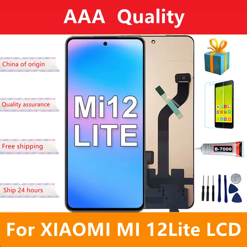 

6,55-дюймовый ЖК-экран для Xiaomi 12 Lite, сенсорная панель, дигитайзер в сборе для xiaomi 12Lite 2203129 G ЖК-дисплей с рамкой