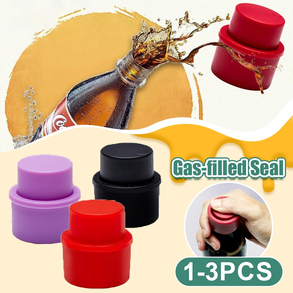 1-3Pcs Bottle Stopper Inflatable Airtight Soda Cap Reusable Frizzy Drink Sealer Caps Carbonated Beverage Bottle Stopper Cover