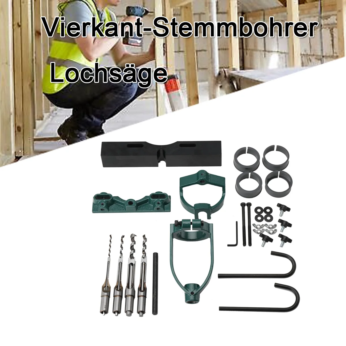 Stemmen Maschine Holzbearbeitung Einsteckschloss Zapfen Werkzeuge Bohrmaschine Locator Set für Kreise Quadratischen Loch Meißel Bohrmaschine – Detail 7