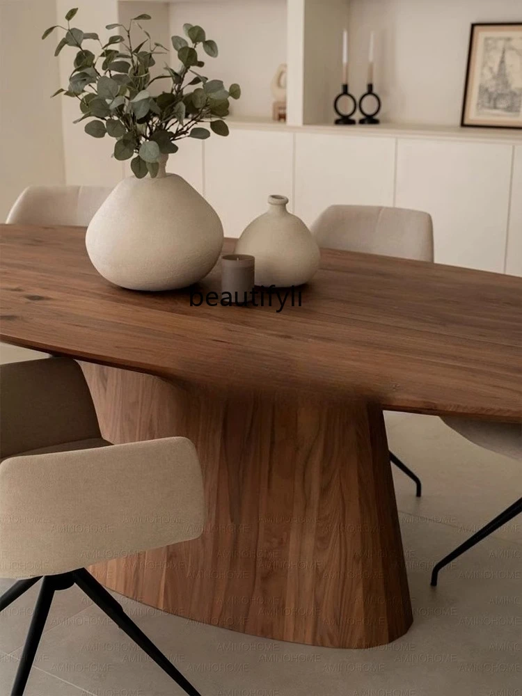 

Log dining table wabi-sabi wind solid wood medieval, desk French retro restaurant, desk