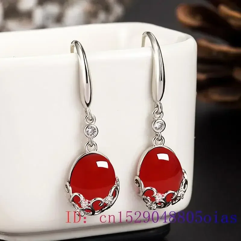 Jade Water droplet Earrings for Women Jadeite Chinese 925 Silver Gemstones Natural Gift Amulet Carved Gemstone Luxury Jewelry