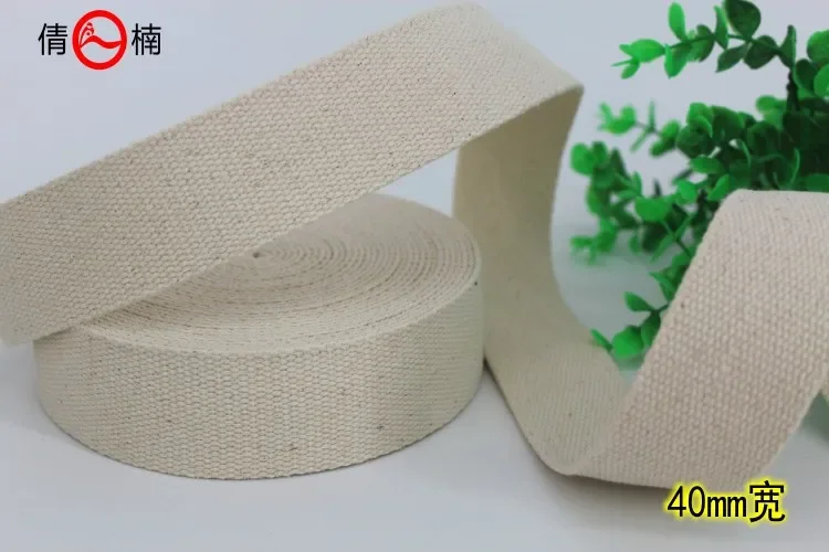 Wholesales 50 meter 20mm/25mm/30mm/40mm/50mm Thick Plain Weave 100% Cotton Webbing Tape Bag Straps Belt Sling Fabric Strap beige