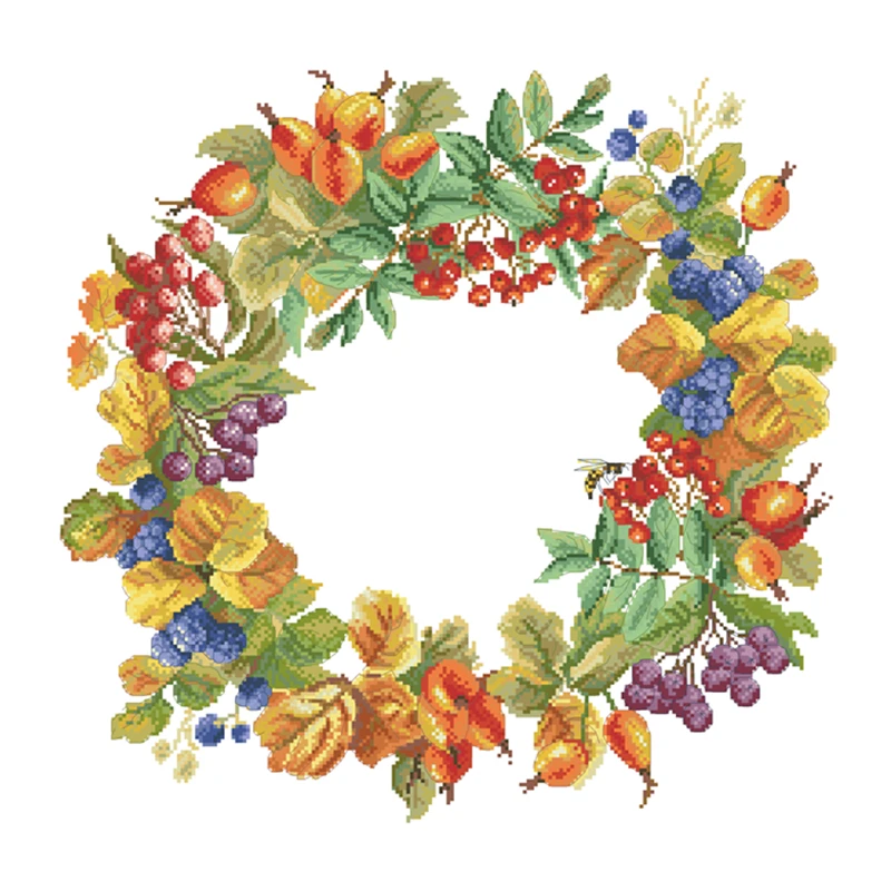 Fruit wreath cross stitch kit berry 18ct 14ct 11ct unprint canvas stitching embroidery DIY wall home decor