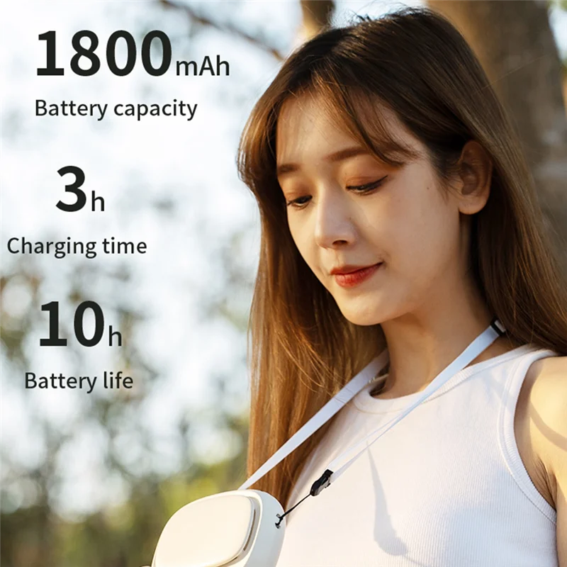 ABBO-Portable Waist Clip Fan Rechargeable Mini Hanging Neck Fan 5 Speed Adjustable Outdoor Waist Fan Personal Small Fan