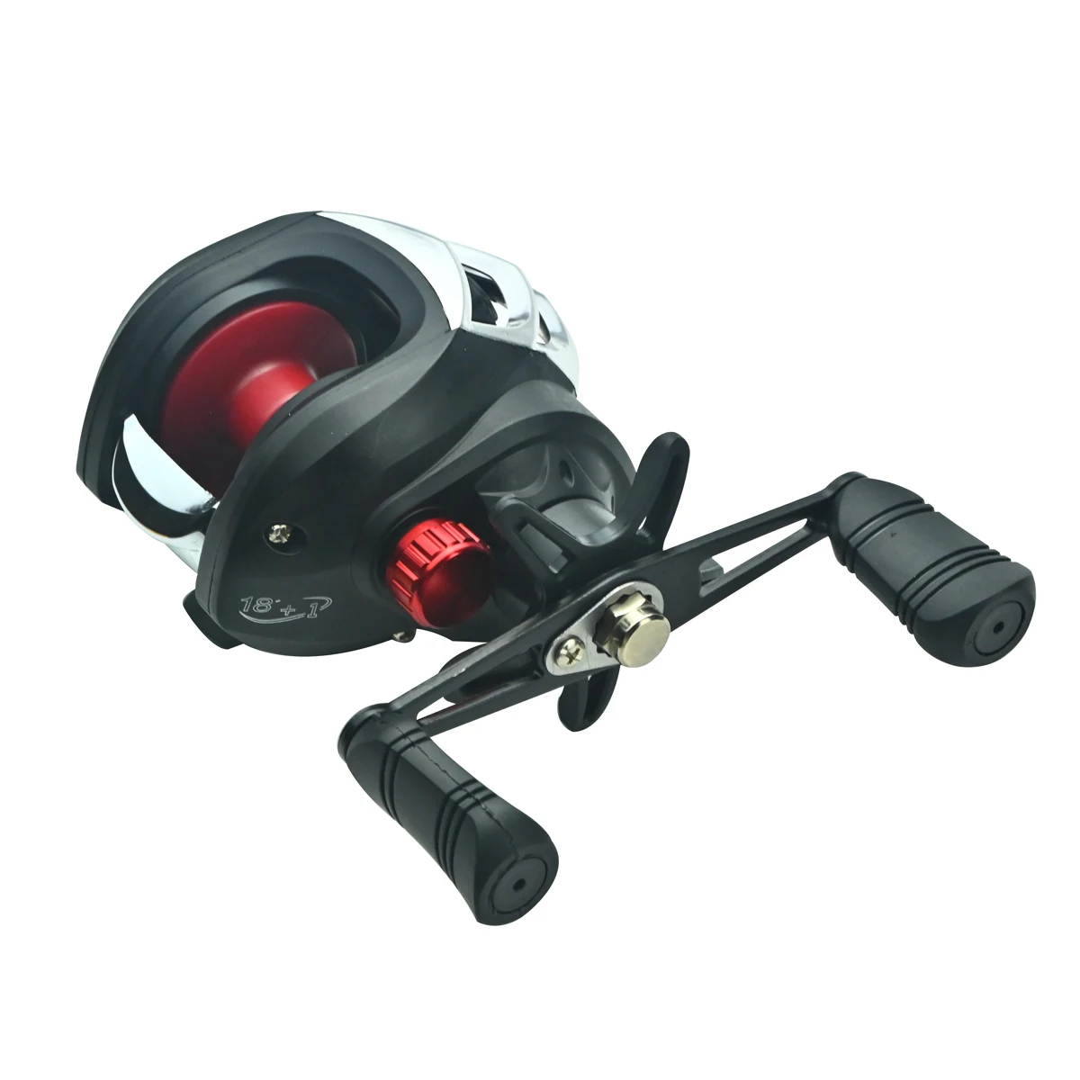Baitcasting-Rolle, Übersetzungsverhältnis 7,2:1, maximale Bremskraft 18 LB, flache Spule, für Süßwasser- und Salzwasser-Angelrollen, Karpfenangeln. – Detail 6