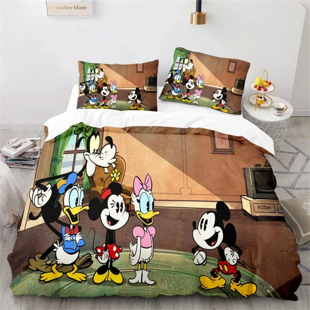 Disney-Adorável Mickey e Minnie Conjunto de Cama, Set Capa de Edredão Dog, Colcha Queen e King Size, Home Textile Bedclothes