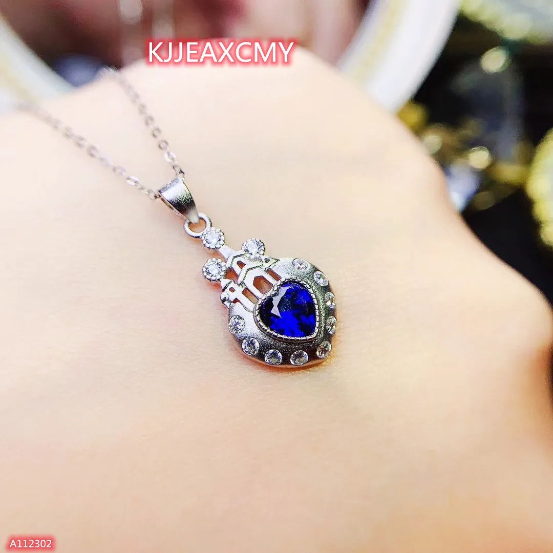 

Boutique Jewelry 925 Sterling Silver Natural Gem Sapphire Women's Pendant+Necklace Birthday, Christmas and New Year Gift