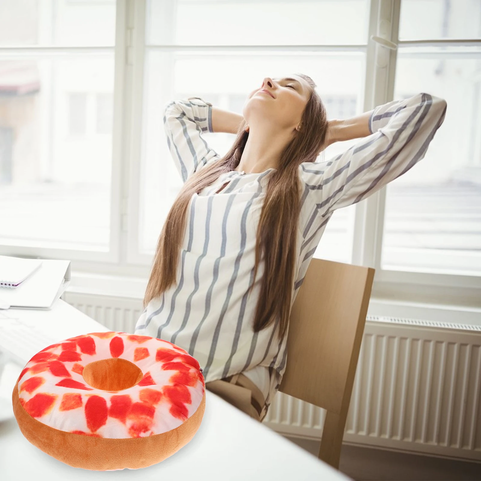 

1pc Realistic Chocolate Doughnut Pillow Soft Hugging Cushion For Bed Sofa Office Nap Sleep Round Throw Pillow Decorative