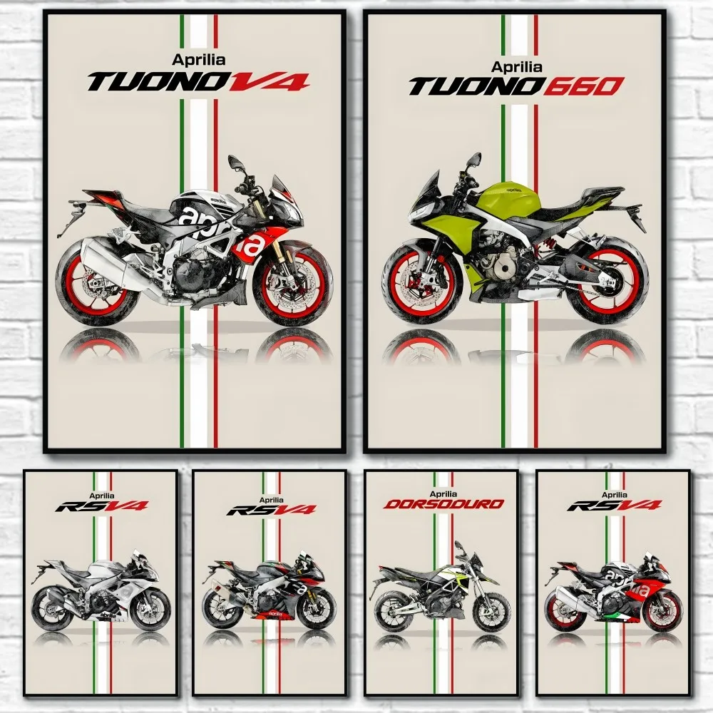 

Cool A-ApriliaES Motorcycle RS Tuono V4 650 Poster Sticky Wall Art Printing Waterproof Home Living Bed Room Bar Aesthetic Decor