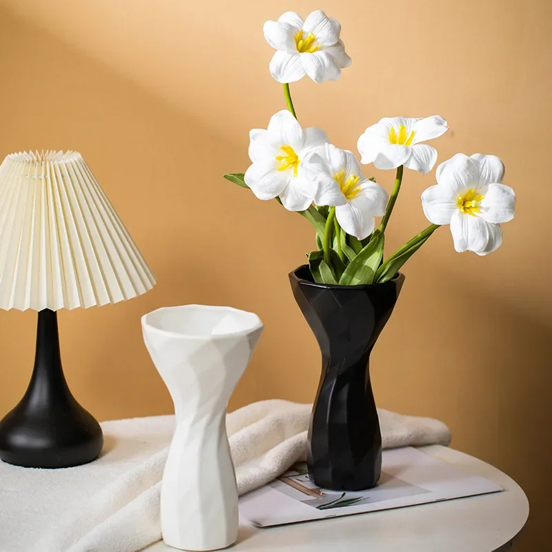 CAPIRON Geometric Chic Ceramic Vase Decorative Centerpiece for Pampas Fresh Flower Home Living Room Shelf Decoration Table Gift