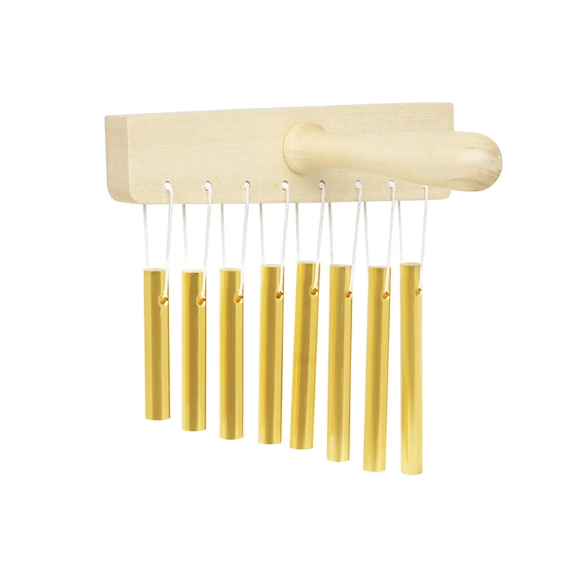

XSXS-Handheld 8 Note Chime With Mallet For Ornament Professional Stage Wind Chimes Musical Percussion Instruments Gold